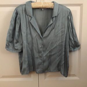 Baby blue satin button down